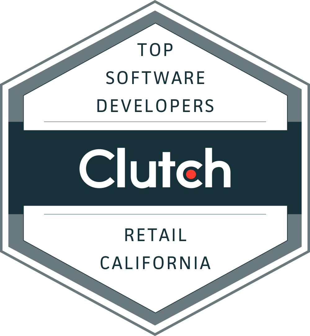 Badge issued by Clutch - reads: Top Software Developers: Retail - California